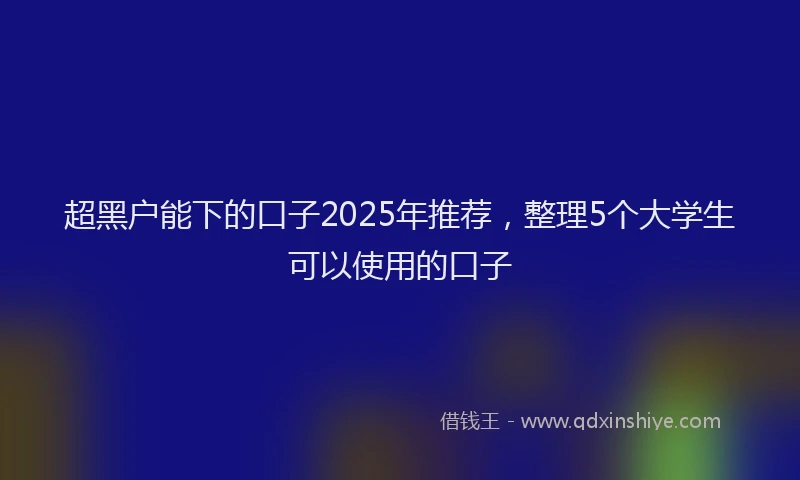 超黑户能下的口子2025年推荐，整理5个大学生可以使用的口子