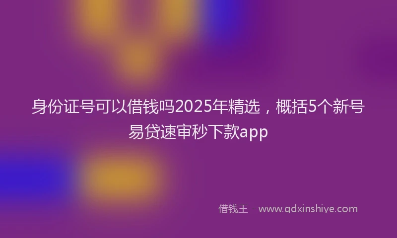 身份证号可以借钱吗2025年精选，概括5个新号易贷速审秒下款app