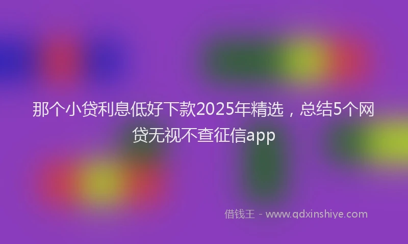 那个小贷利息低好下款2025年精选，总结5个网贷无视不查征信app