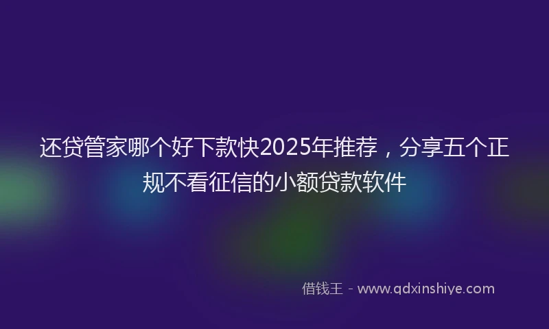 还贷管家哪个好下款快2025年推荐，分享五个正规不看征信的小额贷款软件