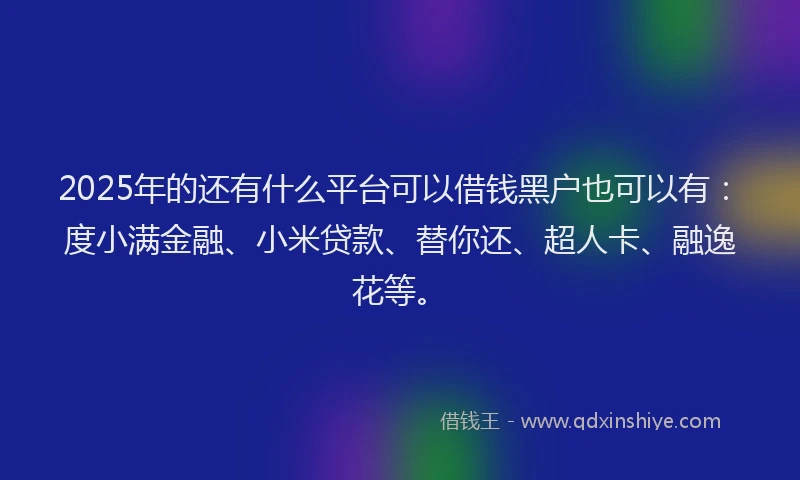 2025年的还有什么平台可以借钱黑户也可以有：度小满金融、小米贷款、替你还、超人卡、融逸花等。