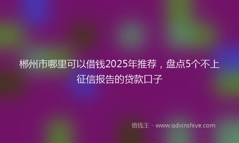 郴州市哪里可以借钱2025年推荐，盘点5个不上征信报告的贷款口子