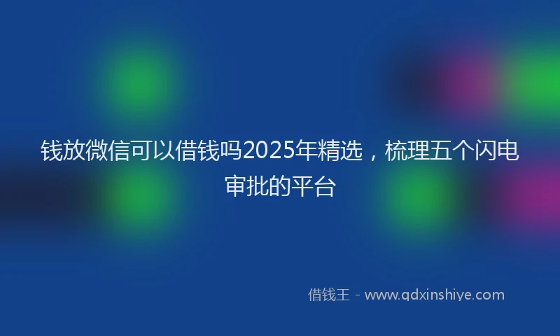 钱放微信可以借钱吗2025年精选，梳理五个闪电审批的平台