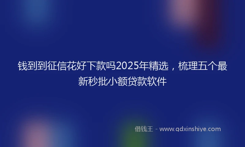 钱到到征信花好下款吗2025年精选，梳理五个最新秒批小额贷款软件