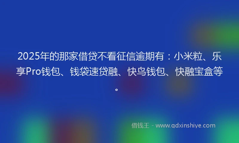 2025年的那家借贷不看征信逾期有：小米粒、乐享Pro钱包、钱袋速贷融、快鸟钱包、快融宝盒等。