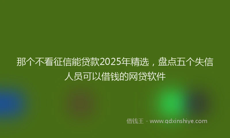 那个不看征信能贷款2025年精选，盘点五个失信人员可以借钱的网贷软件