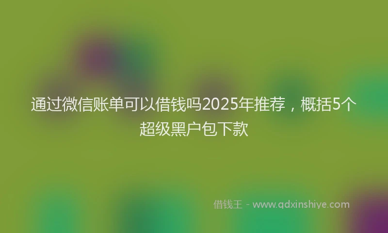 通过微信账单可以借钱吗2025年推荐，概括5个超级黑户包下款