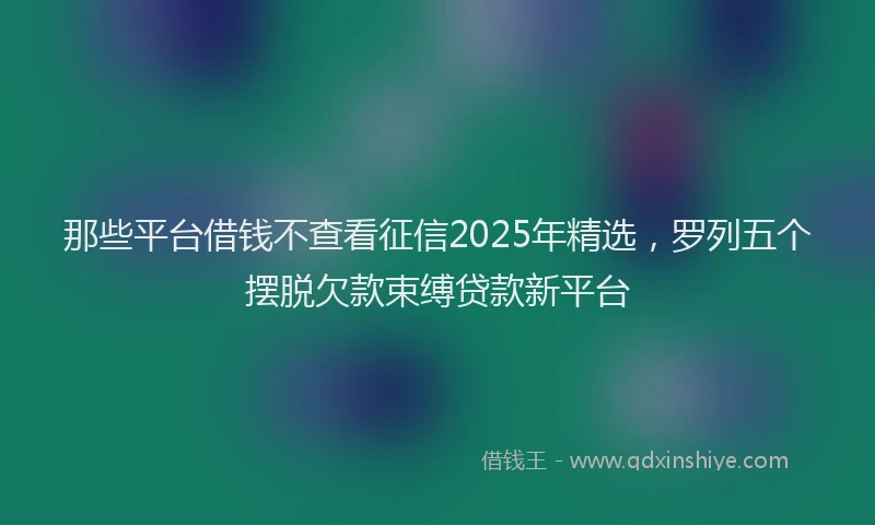 那些平台借钱不查看征信2025年精选，罗列五个摆脱欠款束缚贷款新平台
