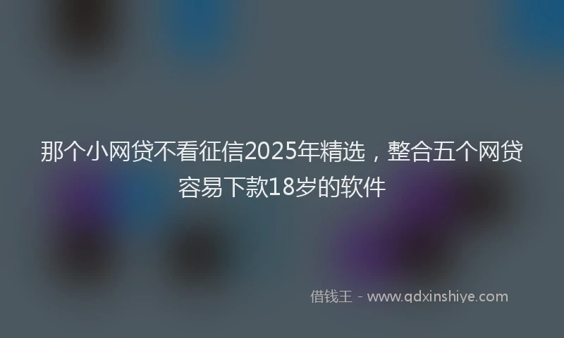 那个小网贷不看征信2025年精选，整合五个网贷容易下款18岁的软件