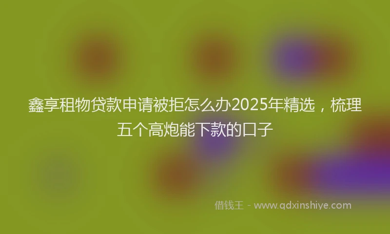 鑫享租物贷款申请被拒怎么办2025年精选，梳理五个高炮能下款的口子