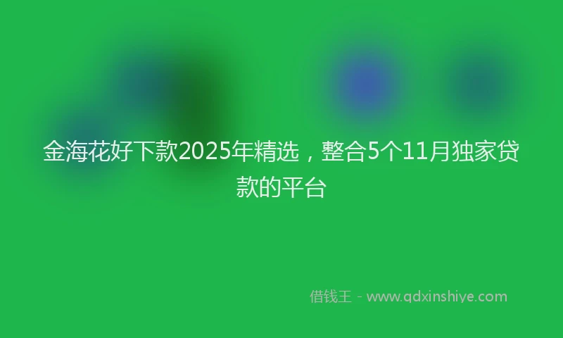 金海花好下款2025年精选，整合5个11月独家贷款的平台