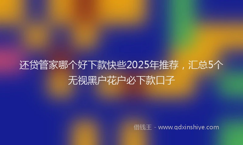 还贷管家哪个好下款快些2025年推荐，汇总5个无视黑户花户必下款口子