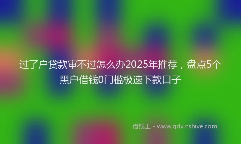 过了户贷款审不过怎么办2025年推荐，盘点5个黑户借钱0门槛极速下款口子