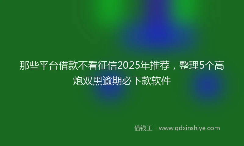 那些平台借款不看征信2025年推荐，整理5个高炮双黑逾期必下款软件