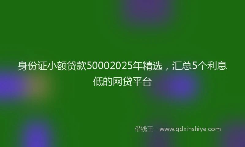 身份证小额贷款50002025年精选，汇总5个利息低的网贷平台