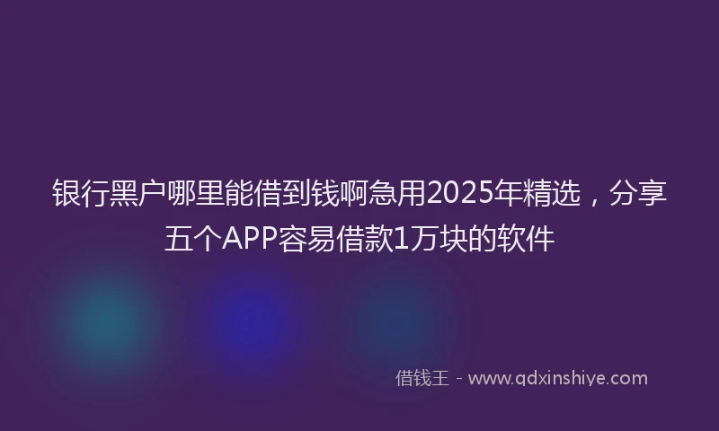 银行黑户哪里能借到钱啊急用2025年精选，分享五个APP容易借款1万块的软件