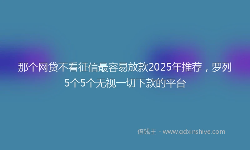 那个网贷不看征信最容易放款2025年推荐，罗列5个5个无视一切下款的平台