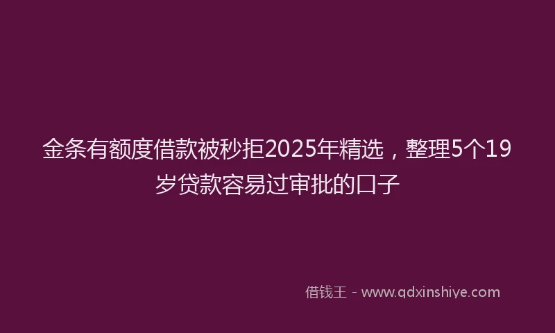 金条有额度借款被秒拒2025年精选，整理5个19岁贷款容易过审批的口子