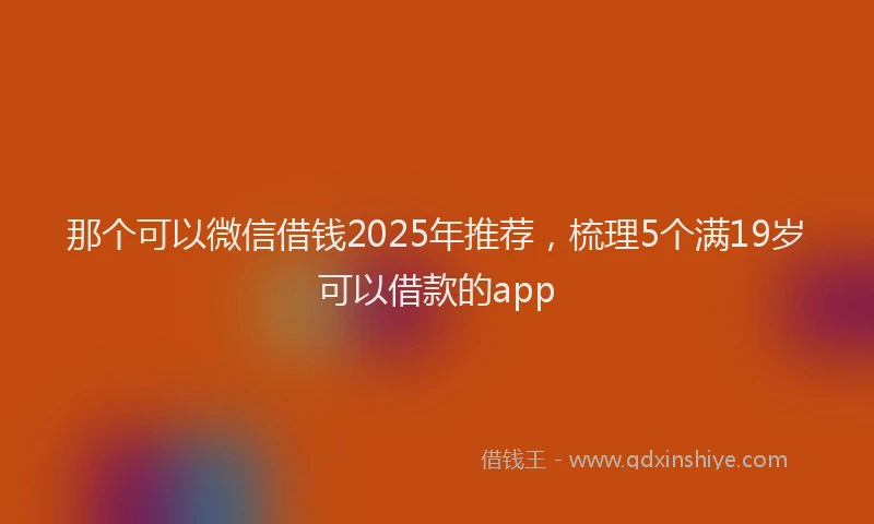 那个可以微信借钱2025年推荐，梳理5个满19岁可以借款的app