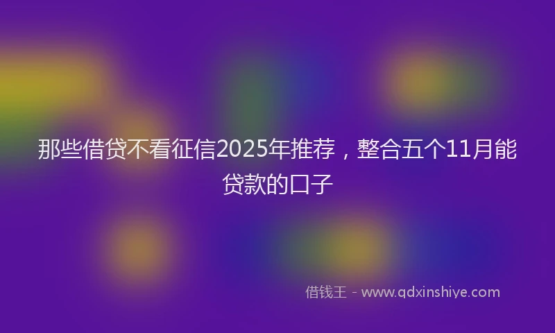 那些借贷不看征信2025年推荐，整合五个11月能贷款的口子