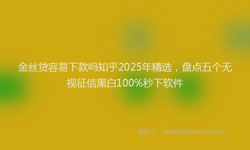 金丝贷容易下款吗知乎2025年精选，盘点五个无视征信黑白100%秒下软件