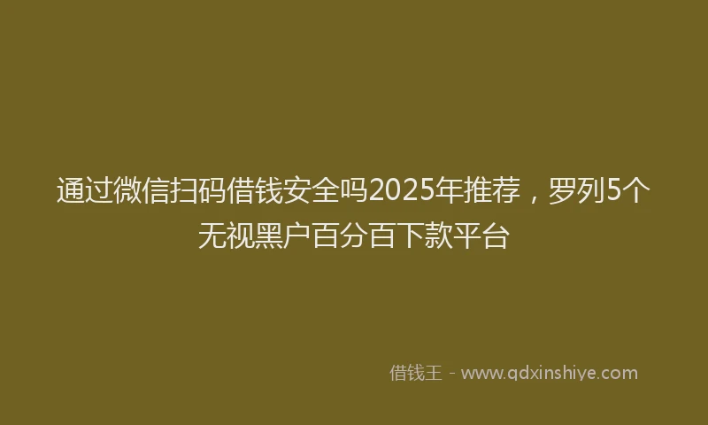 通过微信扫码借钱安全吗2025年推荐，罗列5个无视黑户百分百下款平台