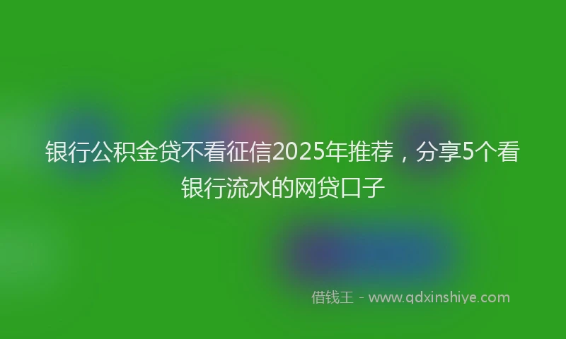 银行公积金贷不看征信2025年推荐，分享5个看银行流水的网贷口子