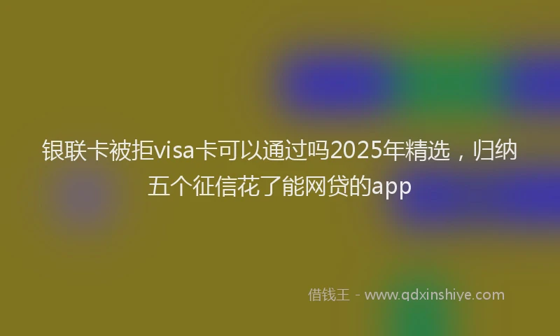 银联卡被拒visa卡可以通过吗2025年精选，归纳五个征信花了能网贷的app