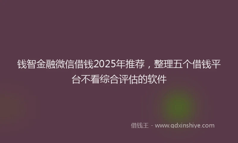 钱智金融微信借钱2025年推荐，整理五个借钱平台不看综合评估的软件