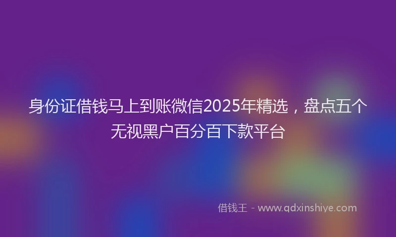 身份证借钱马上到账微信2025年精选，盘点五个无视黑户百分百下款平台