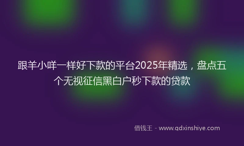 跟羊小咩一样好下款的平台2025年精选，盘点五个无视征信黑白户秒下款的贷款