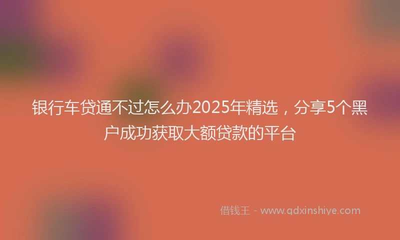 银行车贷通不过怎么办2025年精选，分享5个黑户成功获取大额贷款的平台