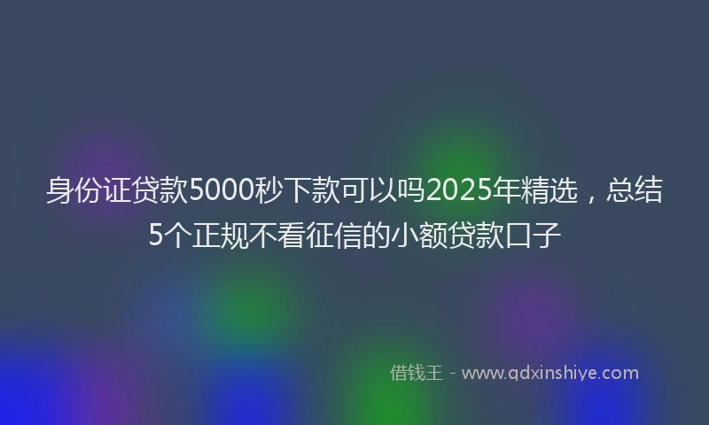 身份证贷款5000秒下款可以吗2025年精选，总结5个正规不看征信的小额贷款口子