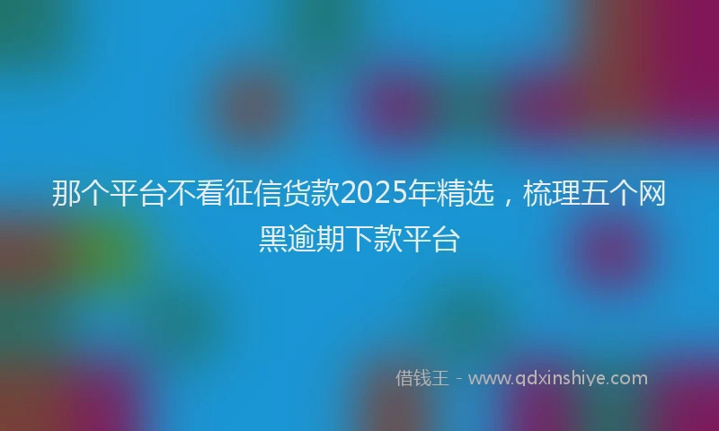 那个平台不看征信货款2025年精选，梳理五个网黑逾期下款平台