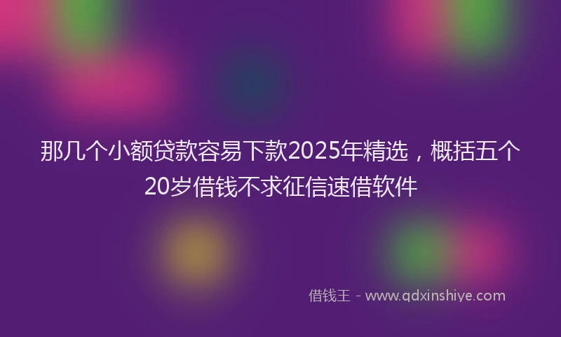 那几个小额贷款容易下款2025年精选，概括五个20岁借钱不求征信速借软件