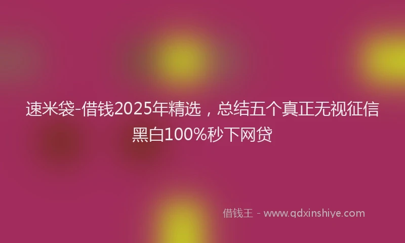 速米袋-借钱2025年精选，总结五个真正无视征信黑白100%秒下网贷