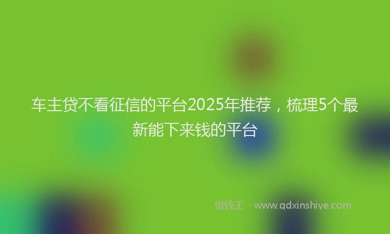 车主贷不看征信的平台2025年推荐，梳理5个最新能下来钱的平台