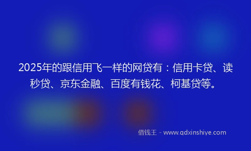 2025年的跟信用飞一样的网贷有：信用卡贷、读秒贷、京东金融、百度有钱花、柯基贷等。