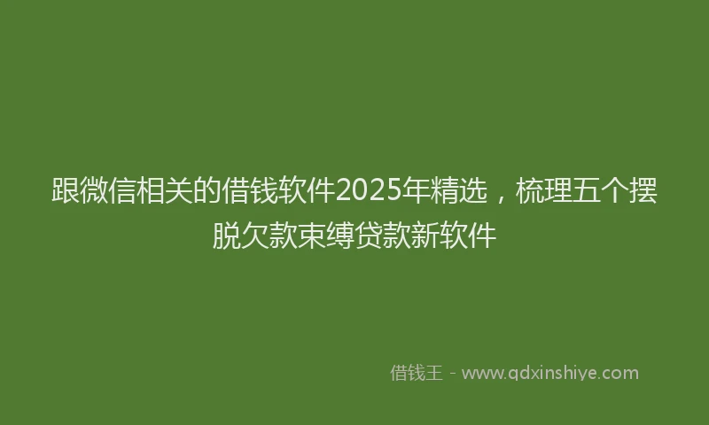跟微信相关的借钱软件2025年精选，梳理五个摆脱欠款束缚贷款新软件