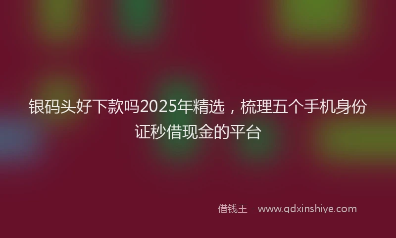 银码头好下款吗2025年精选，梳理五个手机身份证秒借现金的平台