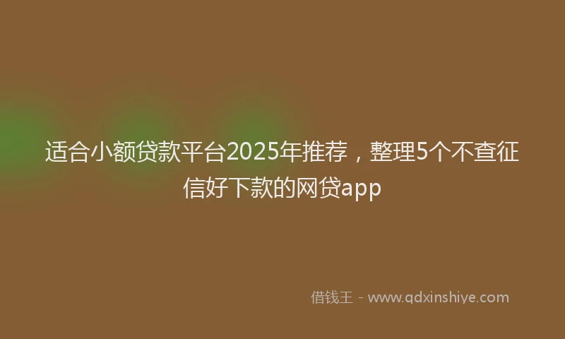 适合小额贷款平台2025年推荐，整理5个不查征信好下款的网贷app
