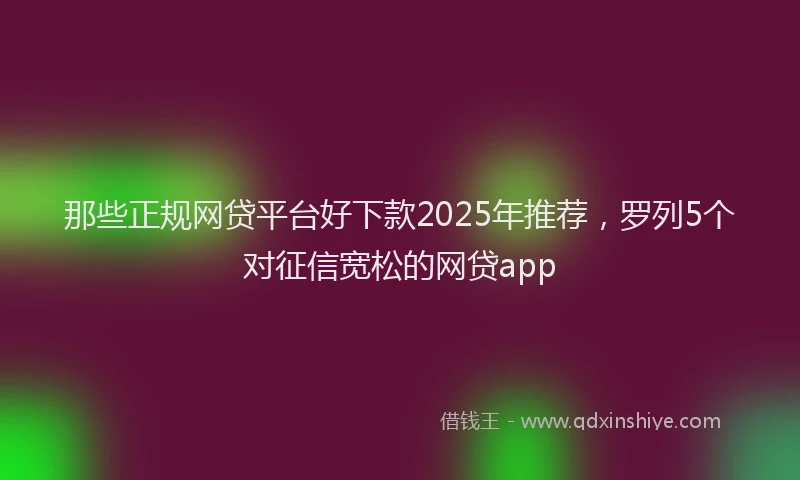 那些正规网贷平台好下款2025年推荐，罗列5个对征信宽松的网贷app