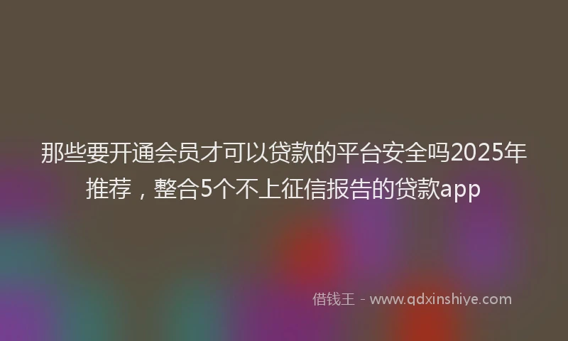 那些要开通会员才可以贷款的平台安全吗2025年推荐，整合5个不上征信报告的贷款app