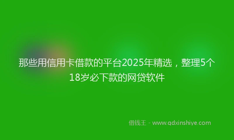 那些用信用卡借款的平台2025年精选，整理5个18岁必下款的网贷软件