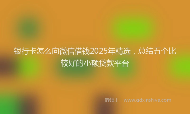 银行卡怎么向微信借钱2025年精选，总结五个比较好的小额贷款平台