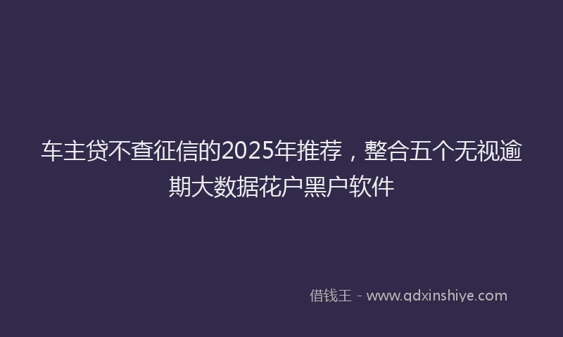 车主贷不查征信的2025年推荐，整合五个无视逾期大数据花户黑户软件