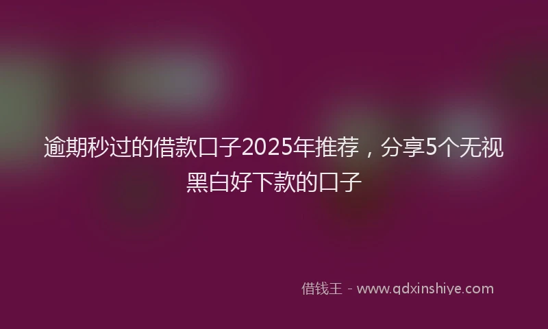 逾期秒过的借款口子2025年推荐，分享5个无视黑白好下款的口子