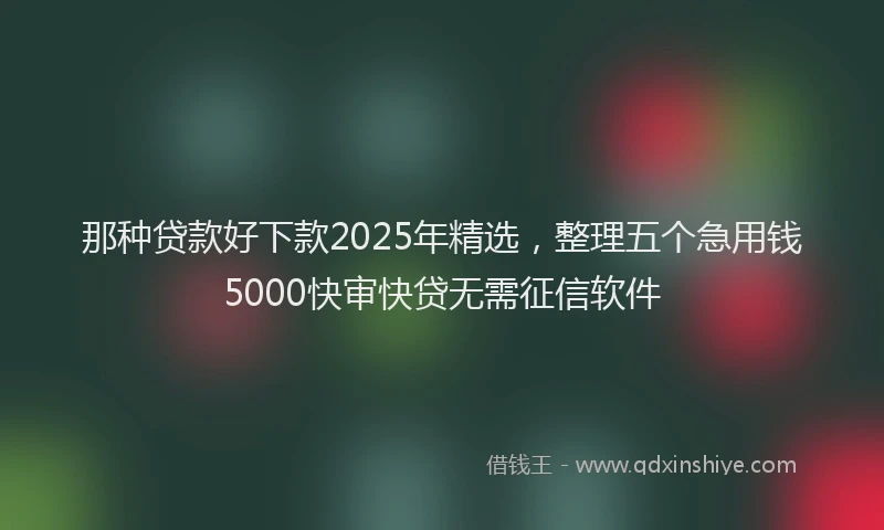 那种贷款好下款2025年精选，整理五个急用钱5000快审快贷无需征信软件