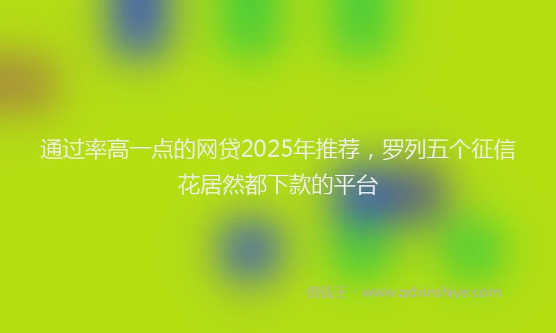 通过率高一点的网贷2025年推荐，罗列五个征信花居然都下款的平台