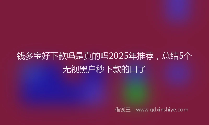 钱多宝好下款吗是真的吗2025年推荐，总结5个无视黑户秒下款的口子